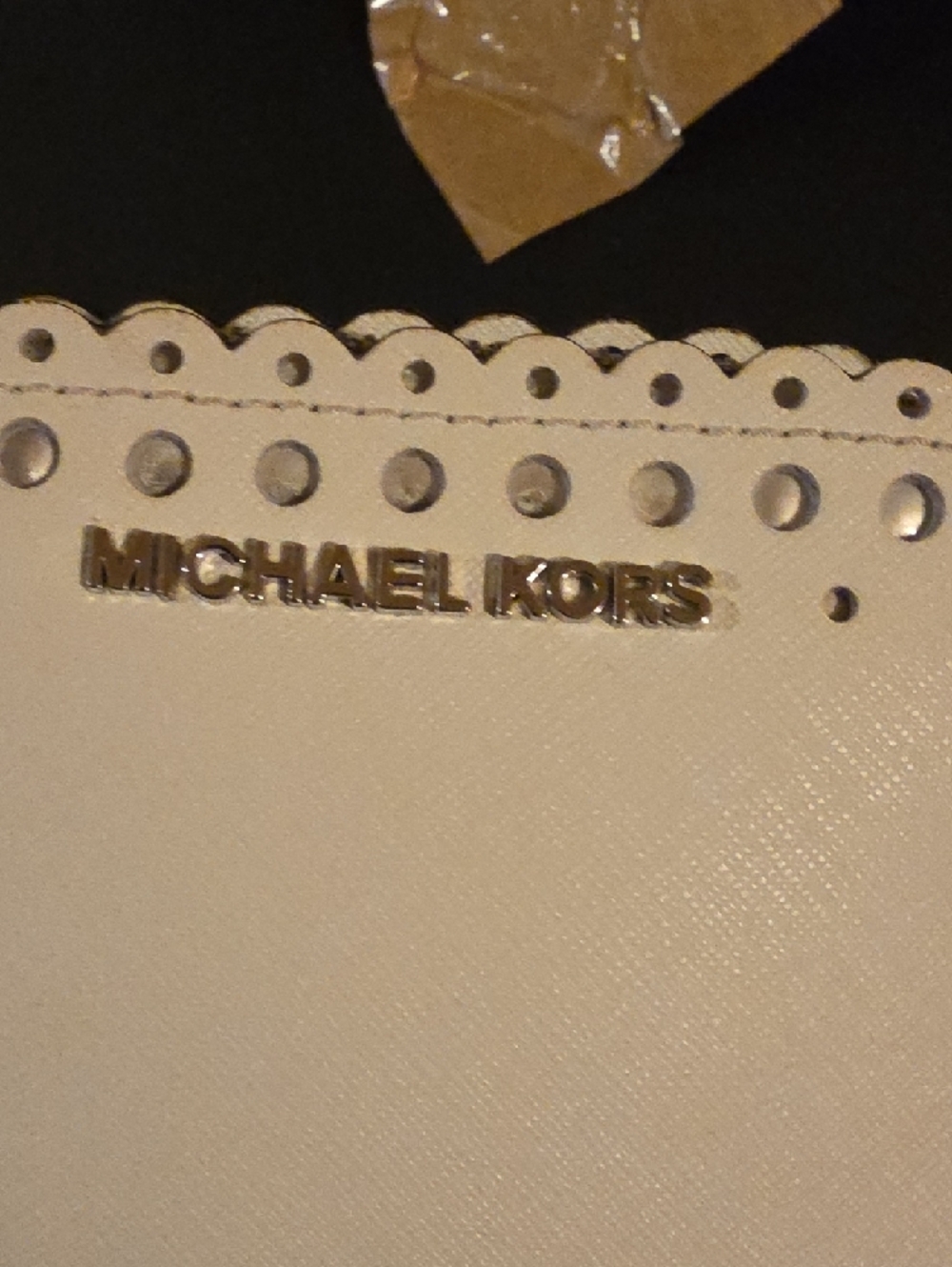 Michael Kors White Perforated Saffiano Leather  Cosmetic Bag - Picture 11 of 14